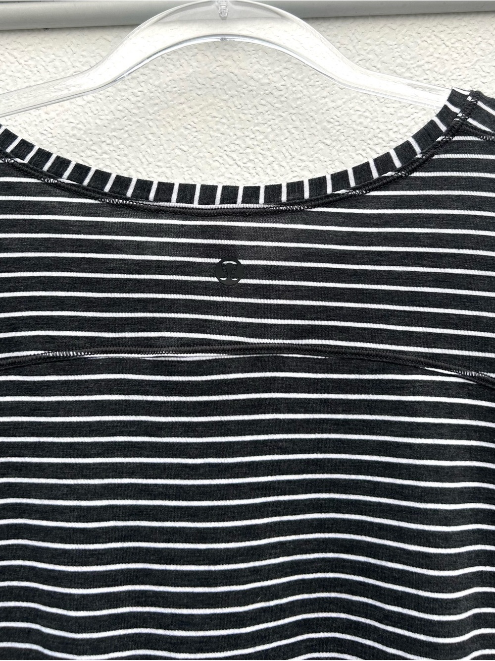 Lululemon Top To The Point Long Sleeve Sz 4 Modern Stripe Black Pima Cotton - Picture 9 of 12
